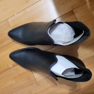 Black Leather Cut-Out Booties Size 9